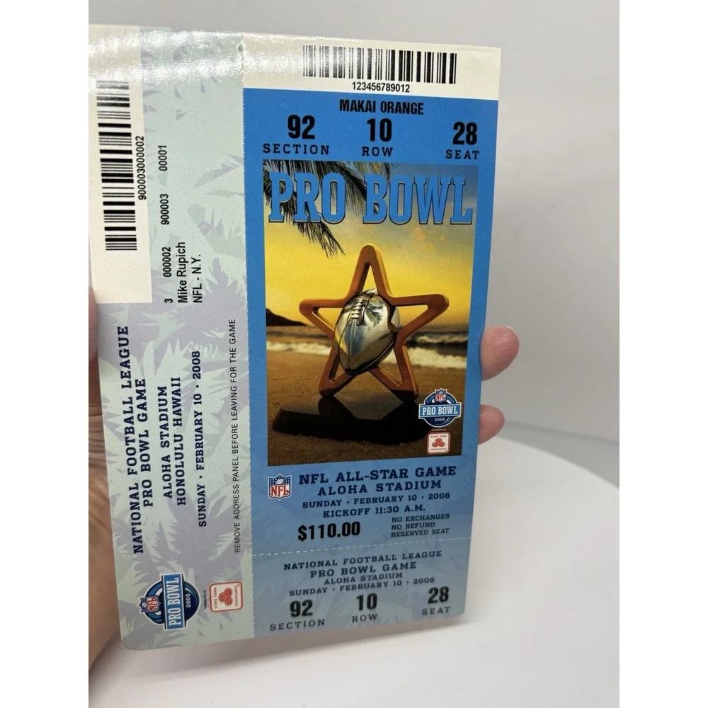 2008 NFL Pro‎ Bowl Full Ticket Aloha Stadium, Hawaii New Unused Ticket Football